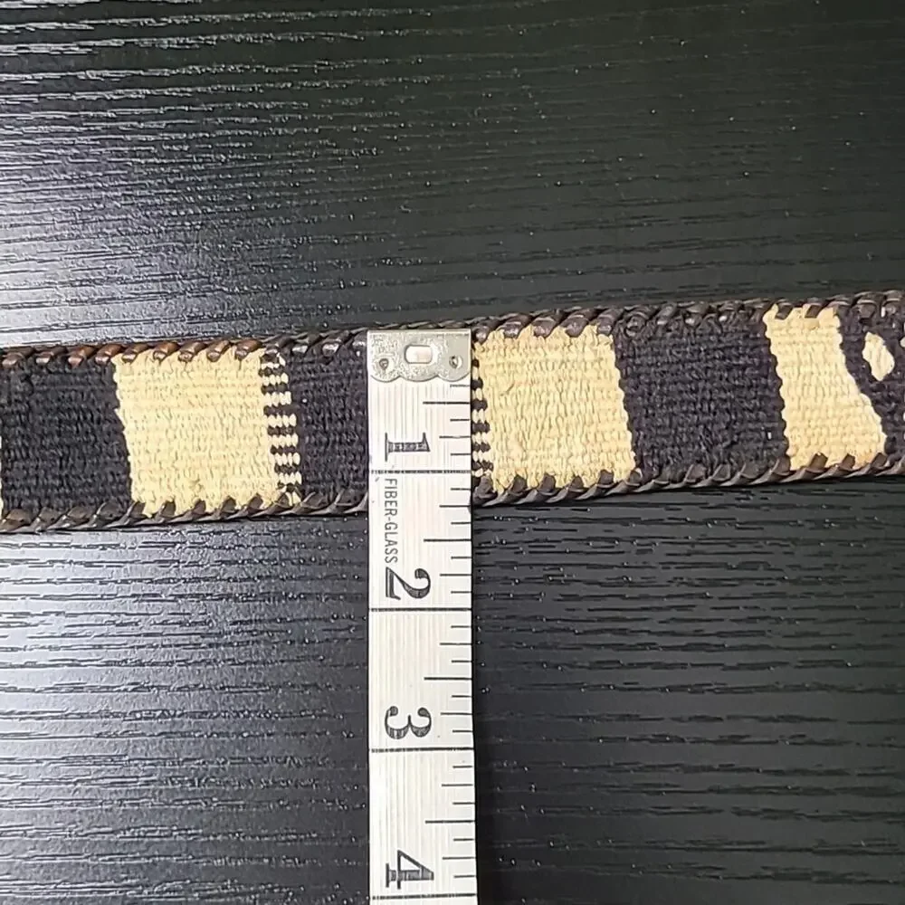 Aztec style leather and canvas belt